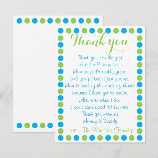 Baby boy shower thank you card from baby Zazzle