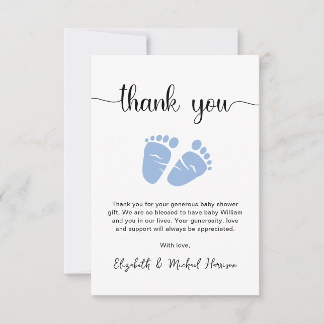 Baby Boy Shower Thank You Note Card (Front)