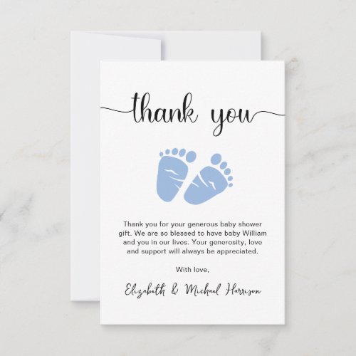 Baby Boy Shower Thank You Note Card