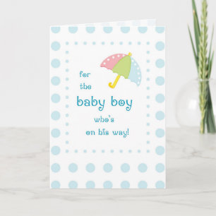 Baby Boy Shower, Umbrella with Blue Dots Invitation