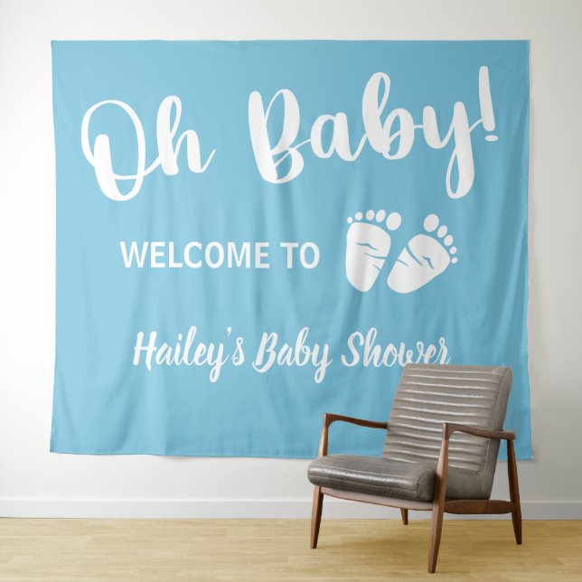 Baby Boy Shower Welcome Blue Tapestry (In Situ (Horizontal))