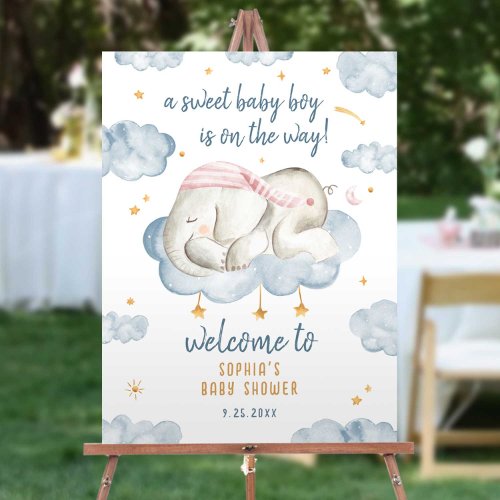 Baby Boy Shower Welcome  Favors Sign _ Elephant