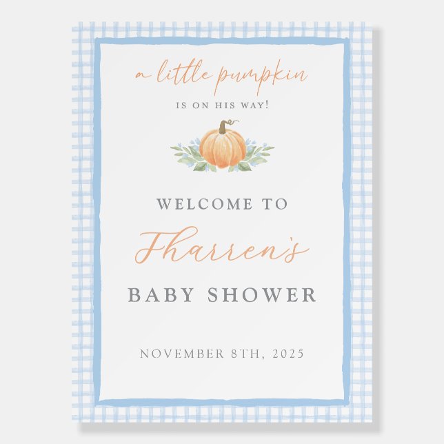 Baby Boy Shower Welcome Sign | A Little Pumpkin (Front)