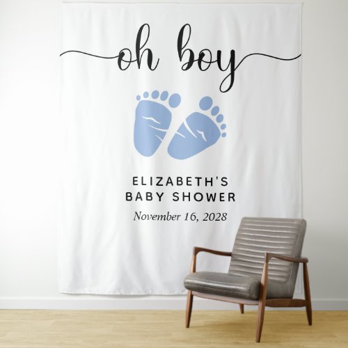 Baby Boy Shower Welcome Sign Photo Booth Backdrop