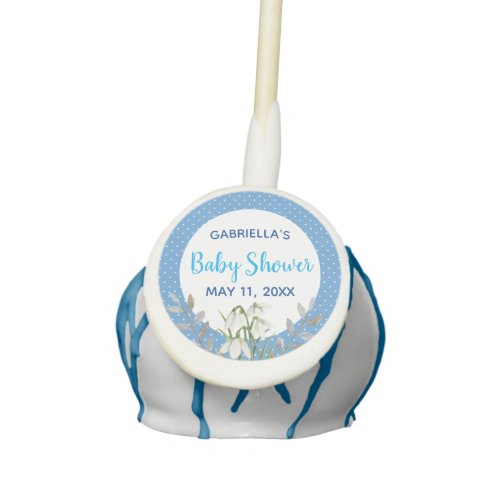 Baby Boy Shower White Snow Drops Blue Polka Dots Cake Pops