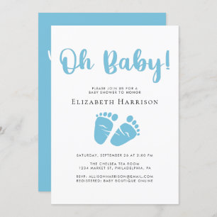 Baby Boy Shower with Virtual Option Blue Invitation