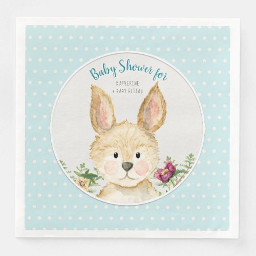 Baby Boy Shower Woodland Animal Ferns Bunny Rabbit Paper Dinner Napkins