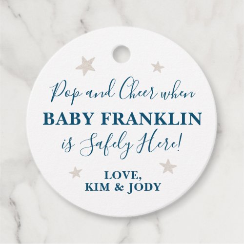 Baby Boy Silver Stars Pop It When She Pops Favor T Favor Tags