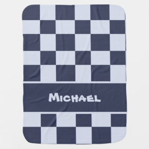 Baby Boy Simple Geometric Square Pattern Quilt  Blanket