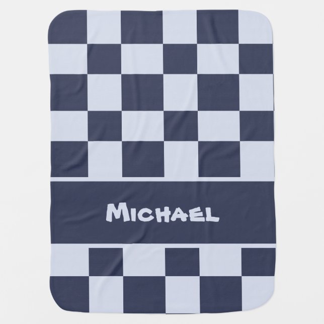 Baby Boy Simple Geometric Square Pattern Quilt  Blanket (Front)