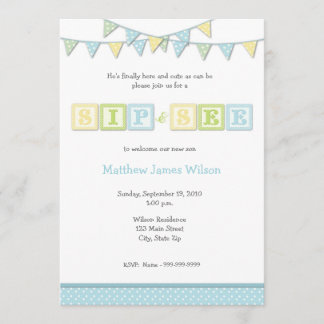 Baby Boy Sip and See Invitation