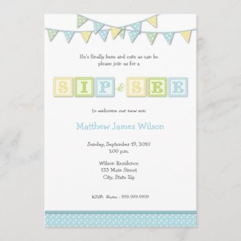 Baby Boy Sip And See Invitation by maternity_tees at Zazzle