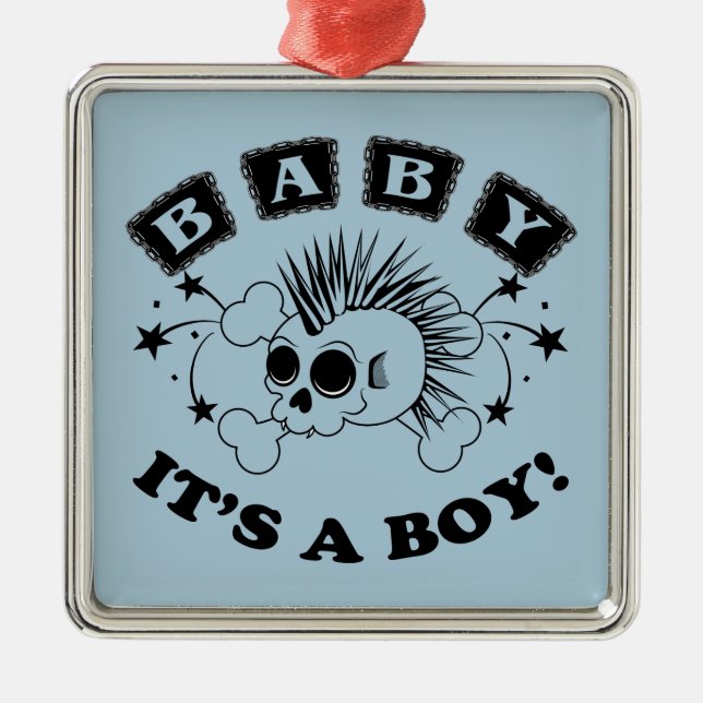 Baby Boy Skull Metal Ornament (Front)