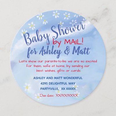 Baby Boy Soft Daisies Watercolor Baby Shower Invitation