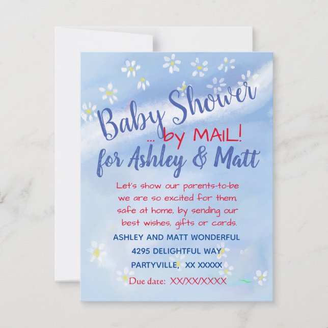 Baby Boy Soft Daisies Watercolor Baby Shower Invitation (Front)