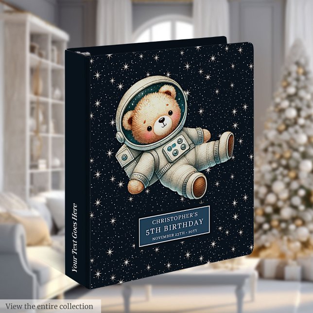 Baby Boy Space Bear Personalized Ring Binder (Baby Boy Space Bear Personalized Ring Binder)