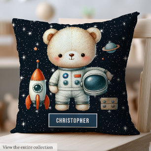 Baby Boy Space Pillow with Custom Name Teddy Bear