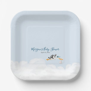 Baby Boy "Special Delivery" Stork Baby Shower Paper Plates