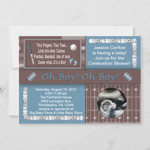 Baby boy sports shower invitation