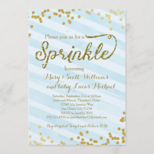 Baby Boy Sprinkle Shower Invitation blue gold