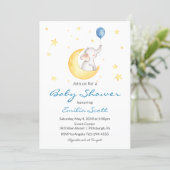 Baby Boy Star Elephant Baby Shower Invitations (Standing Front)