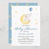 Modern Twinkle Little Star Baby Shower Invitation - Boy's Baby Shower -  Navy Blue and Yellow - Outer Space — E-Three Design Studio