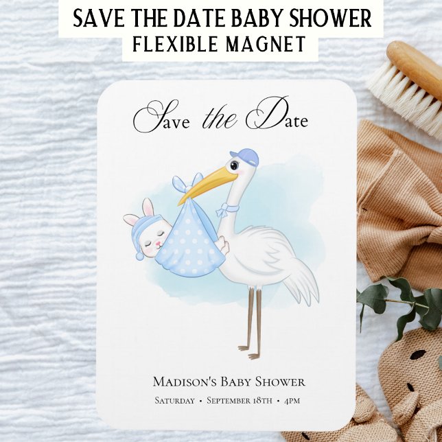 Baby Boy Stork Blue Shower  Save the Date Magnet (Creator Uploaded)