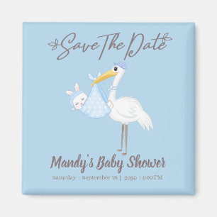 Baby Boy Stork Blue Shower Save the Date Magnet