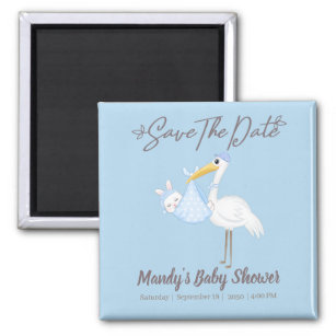 Baby Boy Stork Blue Shower Save the Date Magnet