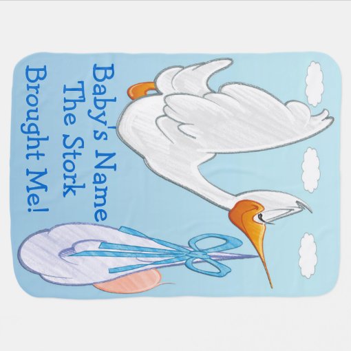 Blue Stork Receiving Blanket