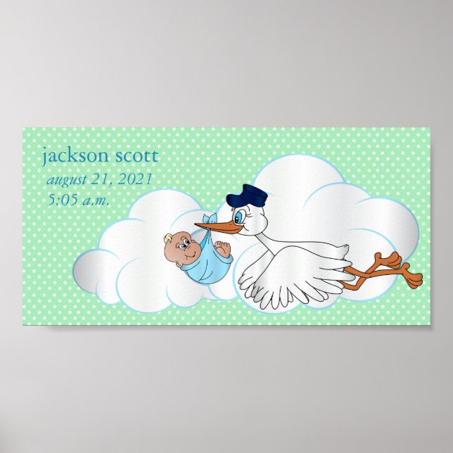 Baby Boy Stork Poster (Front)