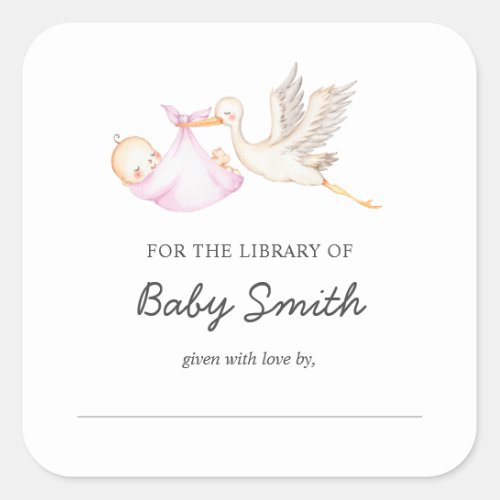 Baby Boy Stork Shower Bookplate