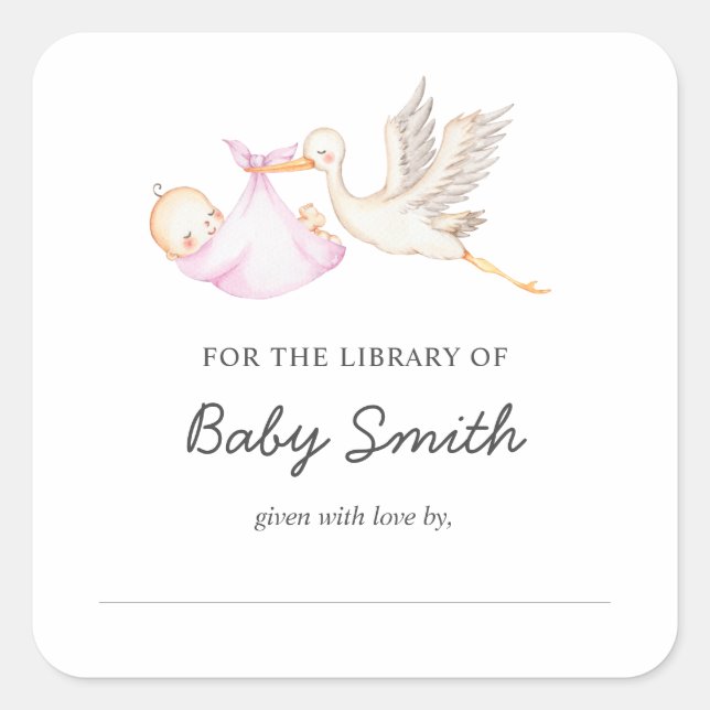 Baby Boy Stork Shower Bookplate (Front)