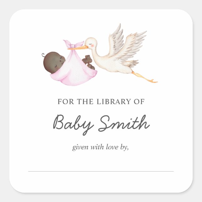 Baby Boy Stork Shower Bookplate (Front)