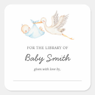 Baby Boy Stork Shower Bookplate
