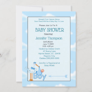 Baby Boy Stork Shower Invitations