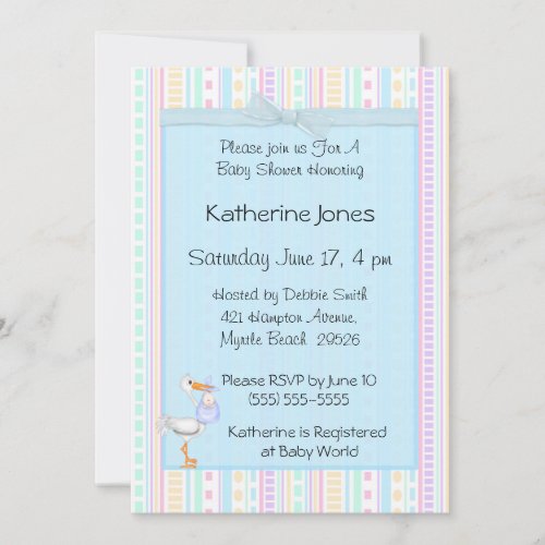 Baby Boy Stork Shower Invitations