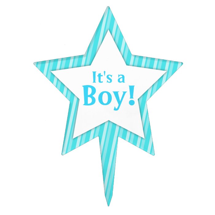 Baby Boy Striped Star Custom Cake Toppers