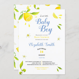Baby boy summer spring lemon theme babyshower invitation