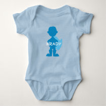 Baby Boy Superhero Blue Silhouette Personalized Baby Bodysuit