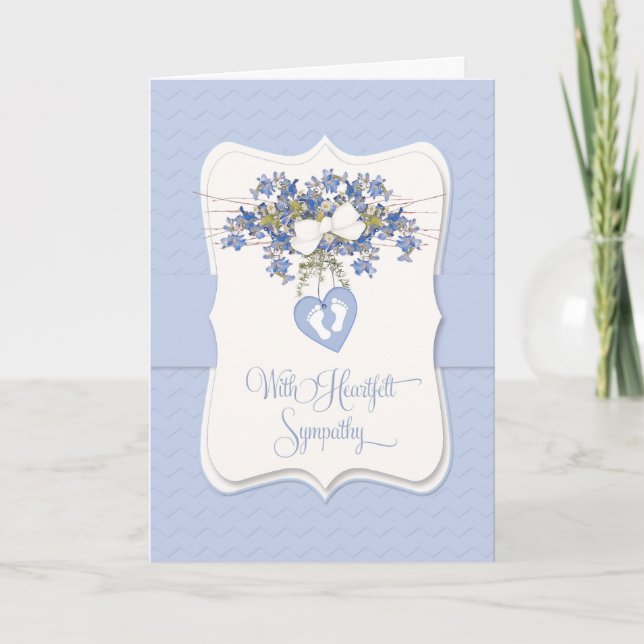 Baby Boy Sympathy Card with Tiny Baby Feet Prints (Front)