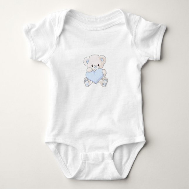 Baby boy t-shirt with bear print baby bodysuit (Front)
