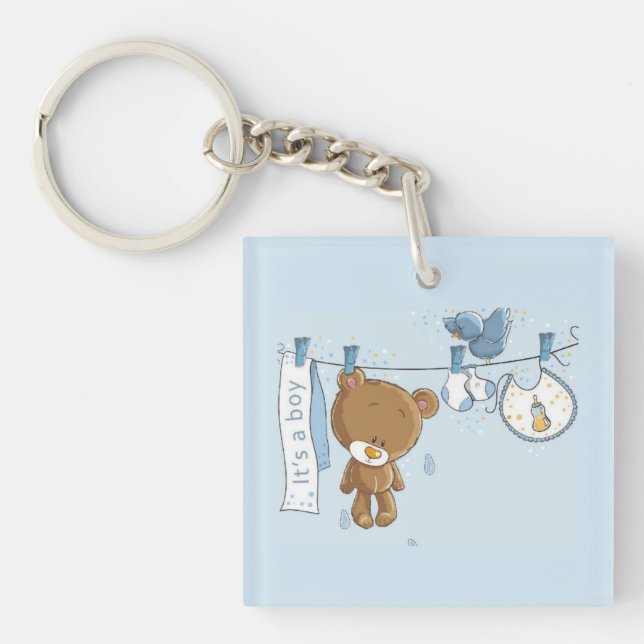 Baby Boy Teddy Bear Baby     Keychain (Front)
