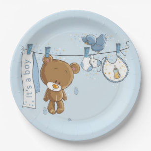 Baby Boy Teddy Bear Baby    Paper Plates