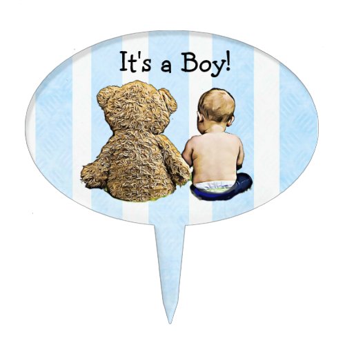 Baby Boy Teddy Bear Baby Shower Cupcake Topper