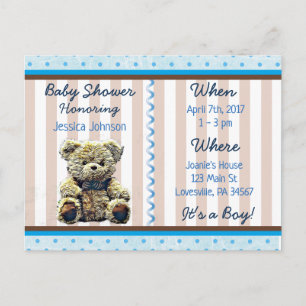 Baby Boy Teddy Bear Baby Shower Invitation