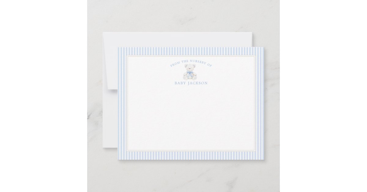 Baby Boy Teddy Bear Baby Shower Thank You Cards