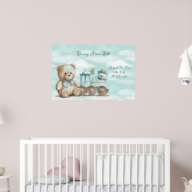 Baby Boy Teddy Bear Basket of Toys  Poster (Nursery 2)