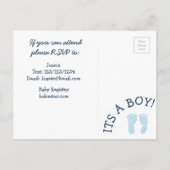 Baby Boy Teddy Bear Blue Baby Shower Invitation (Back)