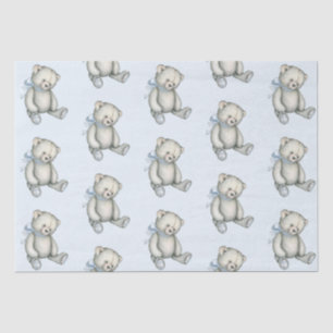 Baby Boy Teddy Bear Blue Watercolor Gift Tissue Paper